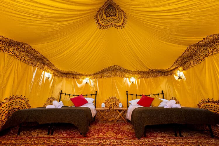 Bedouin tent beds at Lakefest Music Festival in Herefordshire